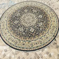فرش گرد سرمه ای کرم