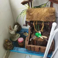 گل و گلدون و حوض و کلبه و چاه آب دکوری
