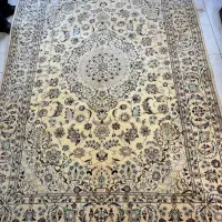 فرش دستبافت تک ۶متری نایین. گل ابریشم.