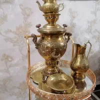 سماور زغالی کامل با میز و تابلو مناسب جهیزیه