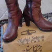 کفش پوتین یا بوت چرم اصل گاوی زنانه