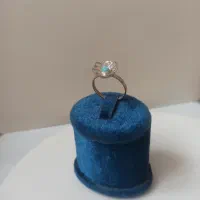 انگشتر نقره ملیله طرح گُل نگین فیروزه نیشابورکد۱۱۴