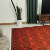 دو عدد فرش ابریشمی ماشینی مدرن کلاسیک رنگ قرمزلاکی