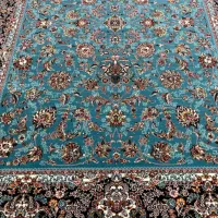 فرش افشان ۳×۴ دستبافت گونه فیروزه ای