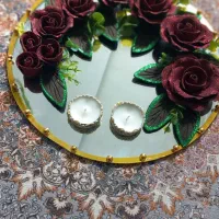 گاری هنر . مکرومه سینی حنا سبد نان عروس گل سنبل