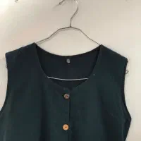 سارافون زیبا سبز رنگ و دکمه دار