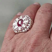 انگشترنقره۹۲۵ کاردست .نگین یاقوت سرخ اناری برمه|جواهرات|بیرجند, |دیوار
