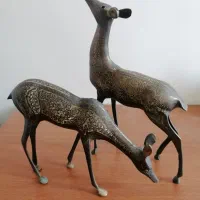 آهو جفتی سیاه قلم برنجی