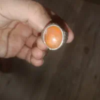 انگشتر نقره قدیمی.سنگ عقیق یمنی نارنجی.موکل دار