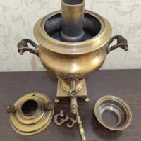 سماور زغالی برنجی یک لیتری همراه با سرویس|کلکسیون اشیاء عتیقه|تهران, نارمک|دیوار