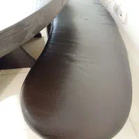 میز نهارخوری بیضی چوبی با نیمکت رنگ قهوه ای سوخته|میز و صندلی غذاخوری|تبریز, |دیوار