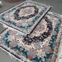 فرش دستباف (بساک)جفت ۶ متری زیبا گل ابریشم