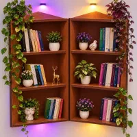 شلف گلدان قفسه کتابخانه دکور چوبی زیر قیمت