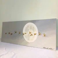 تابلو نقاشی تکسچر برجسته ماه و پرنده