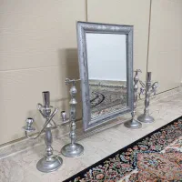 آینه شمعدان فلزی پوشش کرومات
