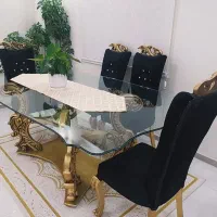 ست کامل مبل هفت نفره و میز ناهار خوری چوب گردو