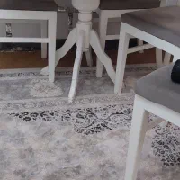 میز نهارخوری چهارنفره سفید طوسی