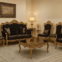 ست مبلمان و میزتلویزیون و آینه کنسول و پرده