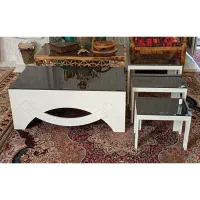 ست4تکه میز عسلی/میز جلو مبلی چوبی مارک دار سفید|مبلمان خانگی و میز عسلی|کرمانشاه, |دیوار