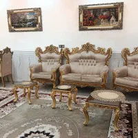 مبل سلطنتی هفت نفره با میز غذاخوری شش نفره|مبلمان خانگی و میز عسلی|اهواز, کمپلو جنوبی|دیوار