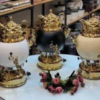 سماور گازی سه کاره طرح سنگی و استیل ریسمون