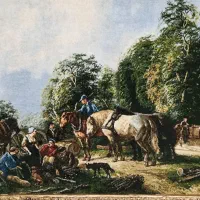 تابلو فرش دستباف طبیعت روستایی چله ابریشم ۱۰۵*۸۵