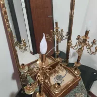 آینه و شعمدان قدیمی و سالم و شیک