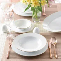 سرویس چینی زرین لب طلایی و لب نقره ای
