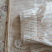 پرده تور  طلایی و سفید