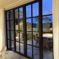 درب بالکن UPVC/پنجره دوجداره با ضمانت/لمینت 76