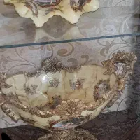 گنجه چوب و معرق کاری و با ظروف داخل ویترین|بوفه، ویترین، کنسول|مشهد, امیریه|دیوار