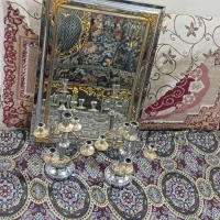آینه و شمعدان تمام برنج و آب طلا