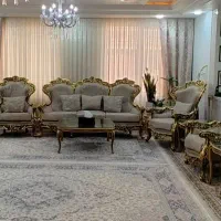 مبلمان استیل ومیزناهارخوری باچوب راش ورق طلا