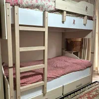 تخت خواب یک‌نفره دوطبقه MDF با کمد ۴ تکه|تخت و سرویس خواب|تهران, سنائی|دیوار