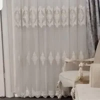 پرده شیک حریر گلدوزی شده و نگین دار (در حد نو)