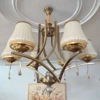 لوستر ۶ شاخه مدرن رنگ برنزی در حد نو|لوستر و چراغ آویز|ری, ظهیرآباد|دیوار