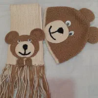 شال وکلاه دست بافت کودکانه ۵ تا۶ سال