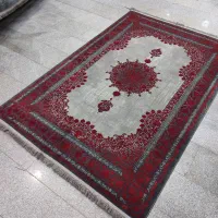 فرش وینتج مدرن طوسی قرمز ضخیم