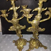 دوعدد شمعدان برنز اصل قدیمی