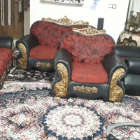 فروش مبل تاجدار طلایی ۷ نفره|مبلمان خانگی و میز عسلی|کلاچای, |دیوار
