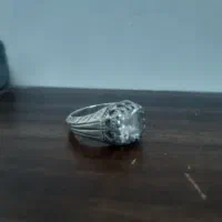 انگشتر دست ساز سوار نقره نگین کوارتیز شفاف