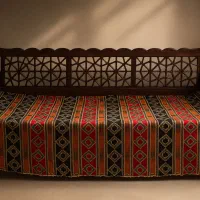 تخت سنتی دست‌ساز با چوب نراد،کاملاً تمیز و سالم