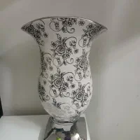 گلدان نقره کوب چینی قدیمی عتیقه