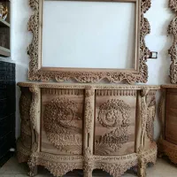 میز کنسول هنری  تمام چوب راش و گردو