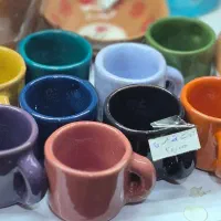شات سفالی دست‌ساز با لعاب رنگی