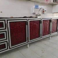 کابینت آلومینیومی آشپزخانه سینک شیر آلات درب چوبی