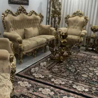 مبل سلطنتی چوب راش ورق طلائی نو تر و‌ تمیز و سالم