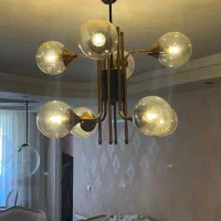 یک جفت لوستر مدرن 8 شعله شیشه ای شامپاین