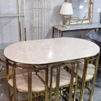 میز وصندلی غذاخوری فلزی ناهارخوری استیل ۶نفره بیضی|میز و صندلی غذاخوری|خمینی‌شهر, |دیوار