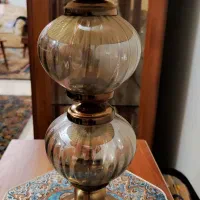 یک جفت آباژور کرم طلایی رومیزی|چراغ خواب و آباژور|تهران, قبا|دیوار